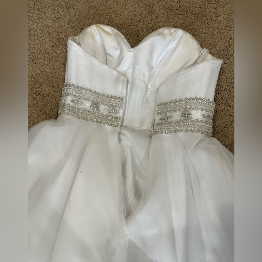 Oleg Cassini Strapless Wedding Dress with Beading A-line - Picture 11 of 14